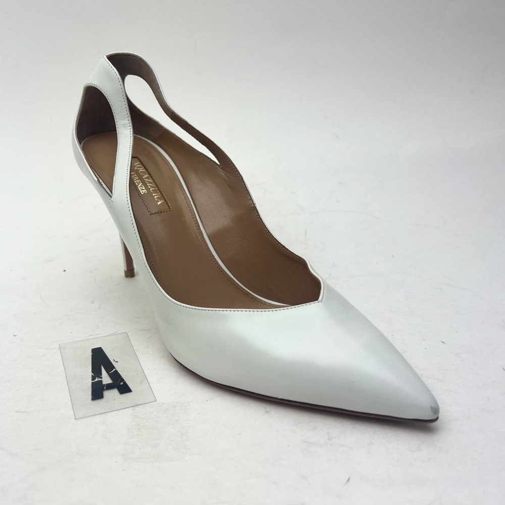 AQUAZZURA white shiva leather pumps sz 8